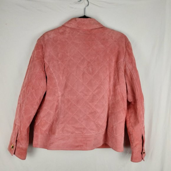 Jerry Lewis 100% Genuine Leathar Jacket Women's Quilted Pink Suede Sz Med - Picture 5 of 16